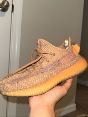 Yeezy Boost 350 V2 Tan Knit with Orange Heel Tab
